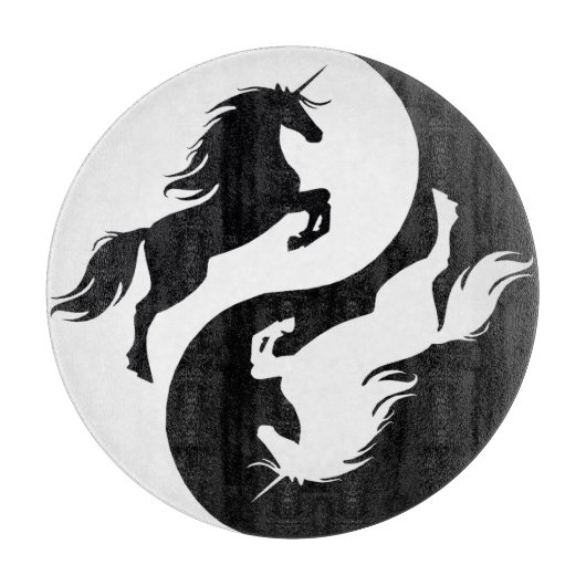 Yin Yang Unicorn Cutting Board Schneidebrett (Vorderseite)