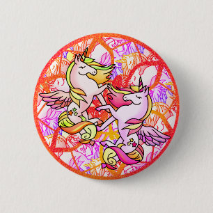 Yin Yang Unicorn Rainbow Bliss Button