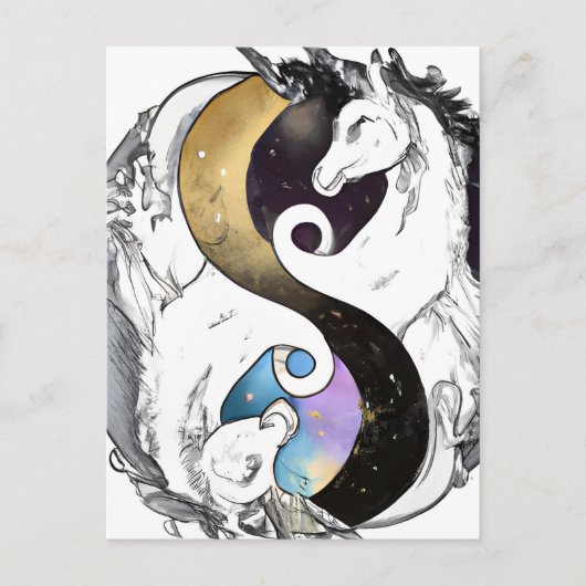Yin Yang Unicorns Postkarte (Vorderseite)