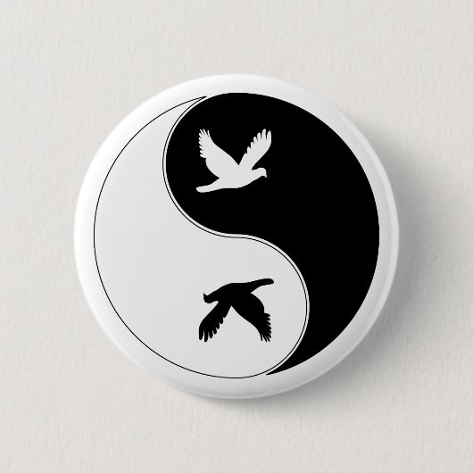 Yin Yang Vogel Button (Vorderseite)