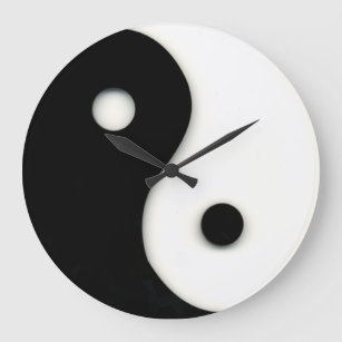 Yin & Yang Wall Clock Black & White Große Wanduhr