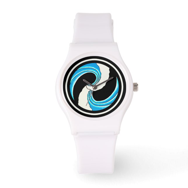 Yin Yang Waves Armbanduhr (Vorderseite)