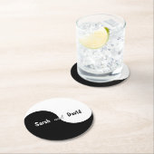 Yin Yang Wedding Simple Black White Bride & Groom Runder Pappuntersetzer (Vor Ort)