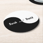 Yin Yang Wedding Simple Black White Bride & Groom Runder Pappuntersetzer (Angewinkelt)