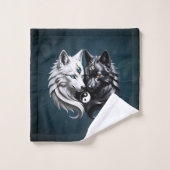 Yin Yang Wolves. Badhandtuch Set (Waschlappen)