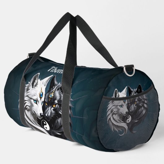 Yin Yang Wolves. Duffle Bag (Rechte Ecke)