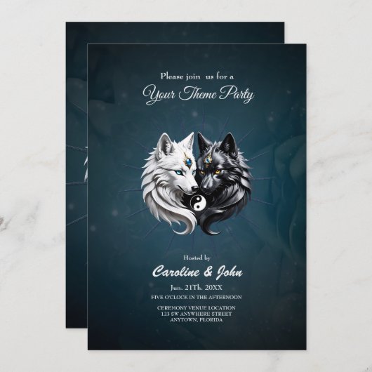 Yin Yang Wolves. Einladung (Vorne/Hinten)