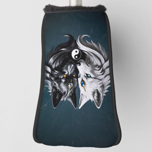 Yin Yang Wolves. Golf Headcover (Rotieren 90)