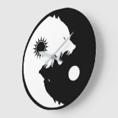Yin Yang Wolves Große Wanduhr (Winkel)
