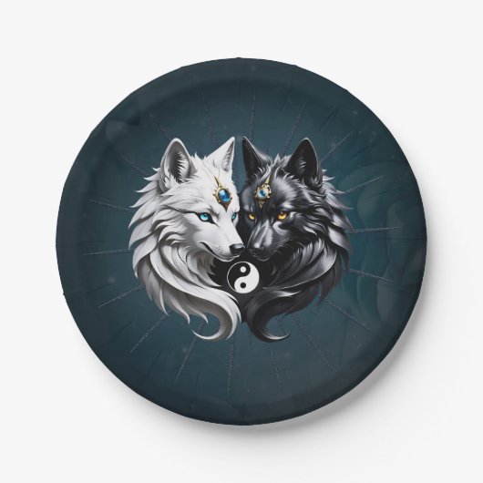 Yin Yang Wolves. Pappteller (Vorderseite)