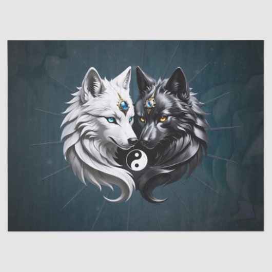 Yin Yang Wolves Seidenpapier (Vorderseite)