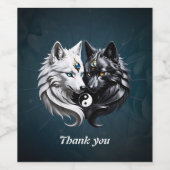 Yin Yang Wolves. Weinetikett (Einzelnes Label)