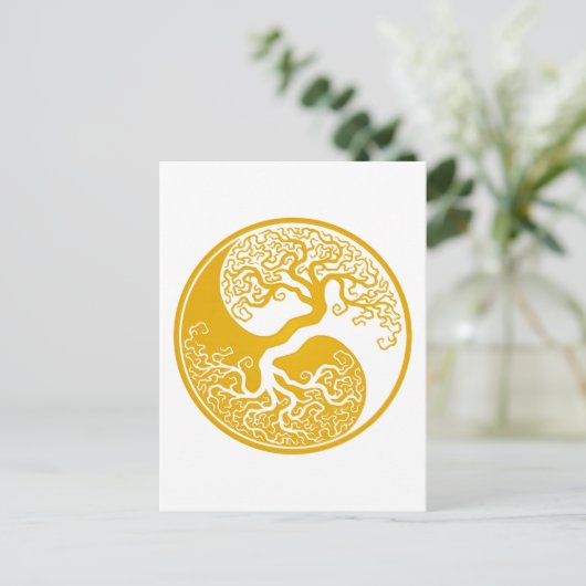 Yin Yang-Yang-Yellow-Tree Postkarte (Stehend Vorderseite)