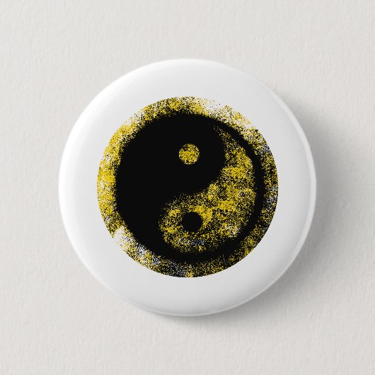 Yin Yang Yellow Black The MUSEUM Zazzle Geschenke Button (Vorderseite)