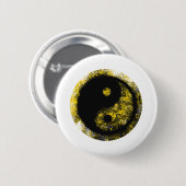 Yin Yang Yellow Black The MUSEUM Zazzle Geschenke Button (Vorne & Hinten)