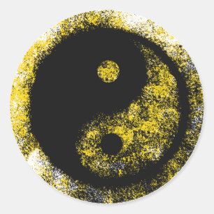 Yin Yang Yellow Black The MUSEUM Zazzle Geschenke Runder Aufkleber