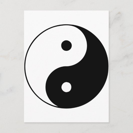 Yin Yang Ying Taoism Sign Chinese Taijitu Black Postkarte (Vorderseite)