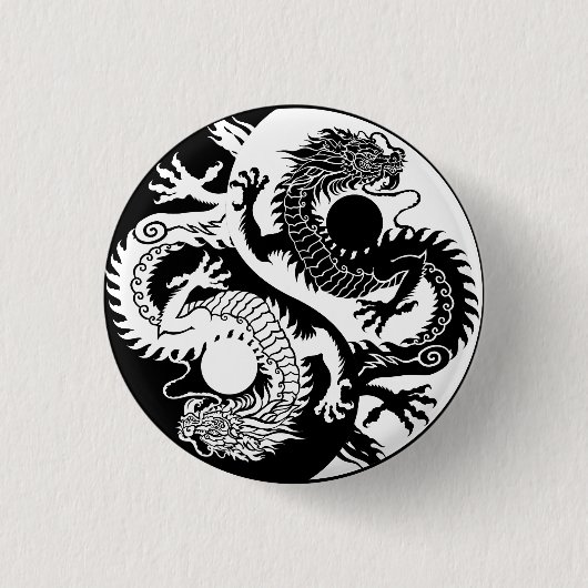 YIN YANG ZWEI DRAGONS SCHLÜSSELANHÄNGER BUTTON (Vorderseite)