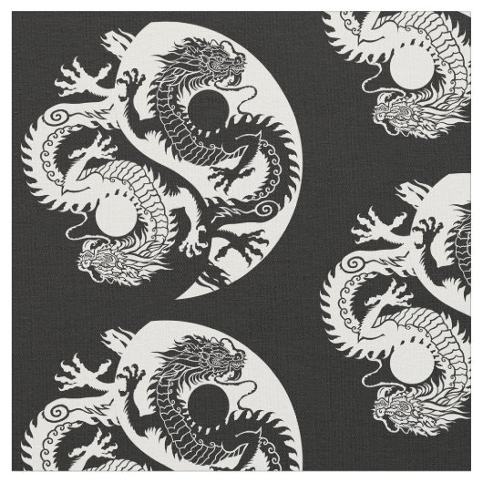 YIN YANG ZWEI DRAGONS STOFF (Nahaufnahme)