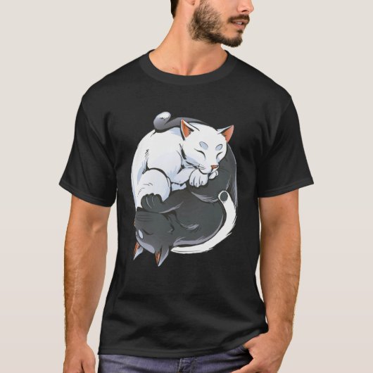 Ying and Yang Cats Spiritualität Meditation Yoga T-Shirt (Vorderseite)