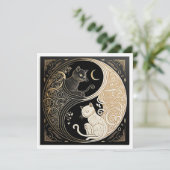 Ying und Yang Cats Karte (Stehend Vorderseite)