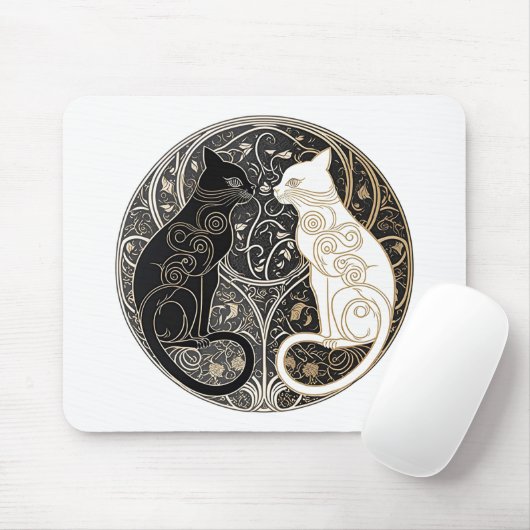 Ying und Yang Cats Mousepad (Mit Mouse)
