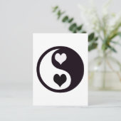 Ying und Yangschwarzweiss-Herzen Postkarte (Stehend Vorderseite)
