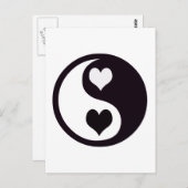 Ying und Yangschwarzweiss-Herzen Postkarte (Vorne/Hinten)