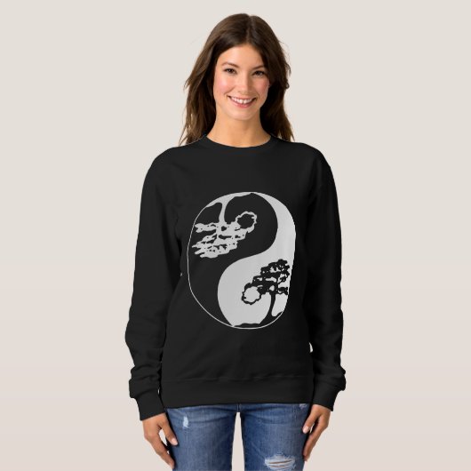Ying Yang Bonsai Tree Philosophie - Licht und Dunk Sweatshirt (Vorne ganz)