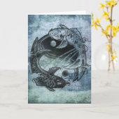 Ying Yang Carp Greeting Card Karte (Gelbe Blume)