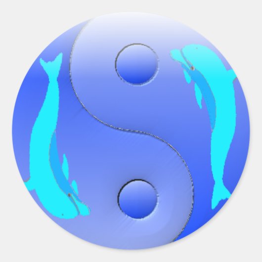 Ying-Yang Dolphin Runder Aufkleber (Vorderseite)