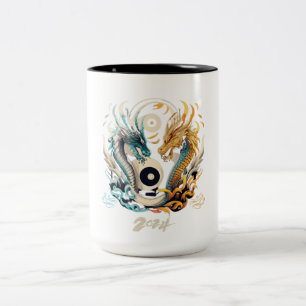 Ying Yang Dragon leitet 2024 Zweifarbige Tasse