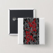 Ying Yang Dragon oin Red - Chinesisches Neujahr Button (Vorne & Hinten)