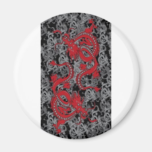 Ying Yang Dragon oin Red - Chinesisches Neujahr Magnet (Vorne)
