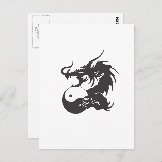 Ying Yang Dragon Postkarte (Vorne/Hinten)