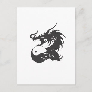 Ying Yang Dragon Postkarte