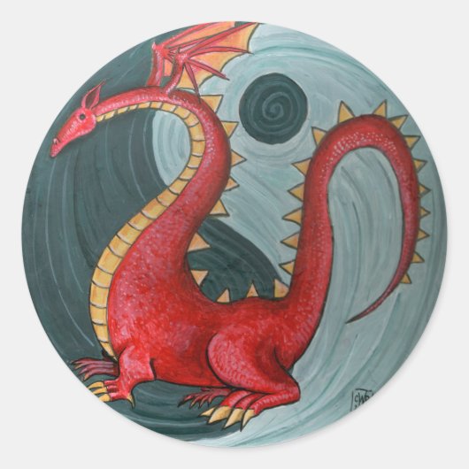 Ying Yang Dragon Round Aufkleber (Vorderseite)
