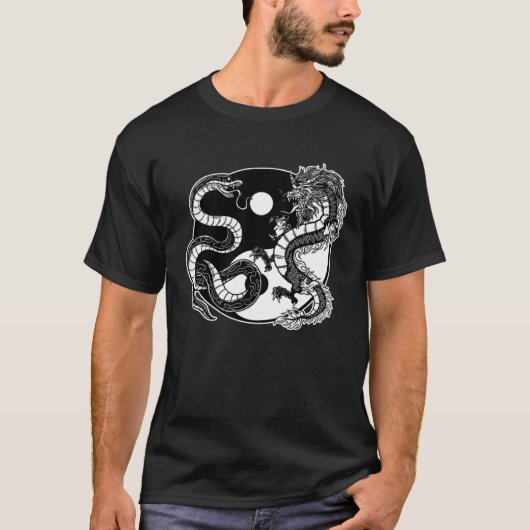 Ying Yang Dragon und Schlange Balance und Harmonie T-Shirt (Vorderseite)