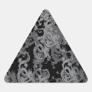 Ying Yang Gray Dragons Dreieckiger Aufkleber