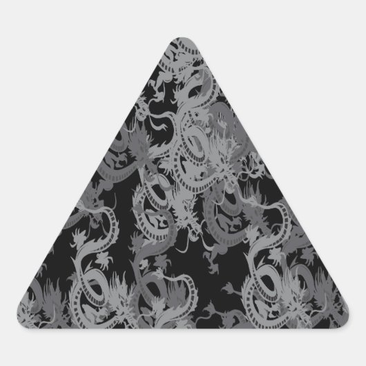 Ying Yang Gray Dragons Dreieckiger Aufkleber (Vorderseite)