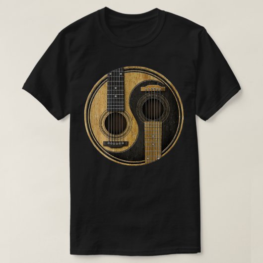 Ying Yang Guitar Player Zurück T-Shirt (Design vorne)