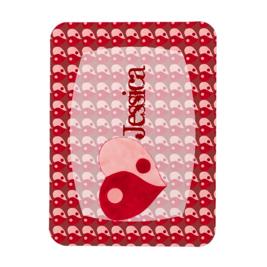 Ying Yang Heart (Rot/Rosa) Magnet (Vertikal)