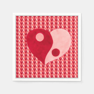 Ying Yang Heart (Rot/Rosa) Serviette