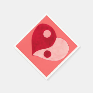 Ying Yang Heart (Rot/Rosa) Serviette
