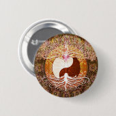Ying Yang Herz-Baum des Lebens Button (Vorne & Hinten)
