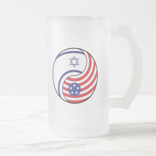 Ying Yang Israel Amerika Mattglas Bierglas (Rechts)