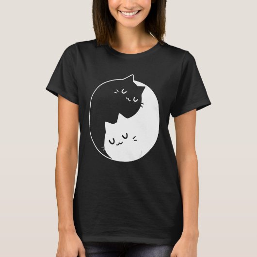 Ying Yang Katzen Katze T-Shirt Tee (Vorderseite)
