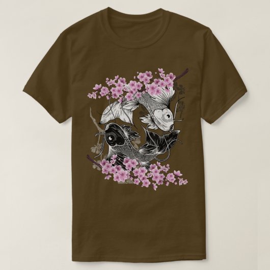 Ying Yang Koi Fish Sakura Cherry Blossom Floral Sp T-Shirt (Design vorne)