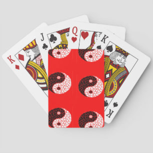 Ying-Yang-Kreise auf rot Spielkarten