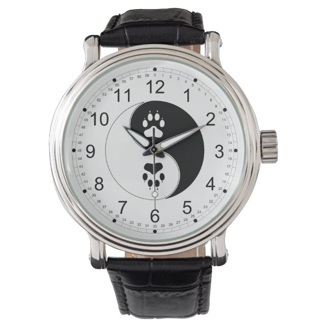 Ying Yang Paw Print Armbanduhr (Vorderseite)